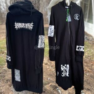 NEW Darker Wavs Dolls Kill Frequency Goth Hoodie Duster Jacket Cloak Punk Emo M